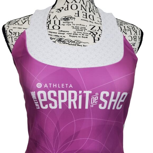 Athleta x Moxie Purple Pink Cycling Running Workout Triathlon Tank Pockets Small - Picture 3 of 10